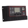 thumbnail image 2 of Controlador de carga solar Panel solar Regulador inteligente de batería con puerto USB dual 12V/24V PWM Parámetro automático Pantalla LCD ajustable 20A, 2 of 12