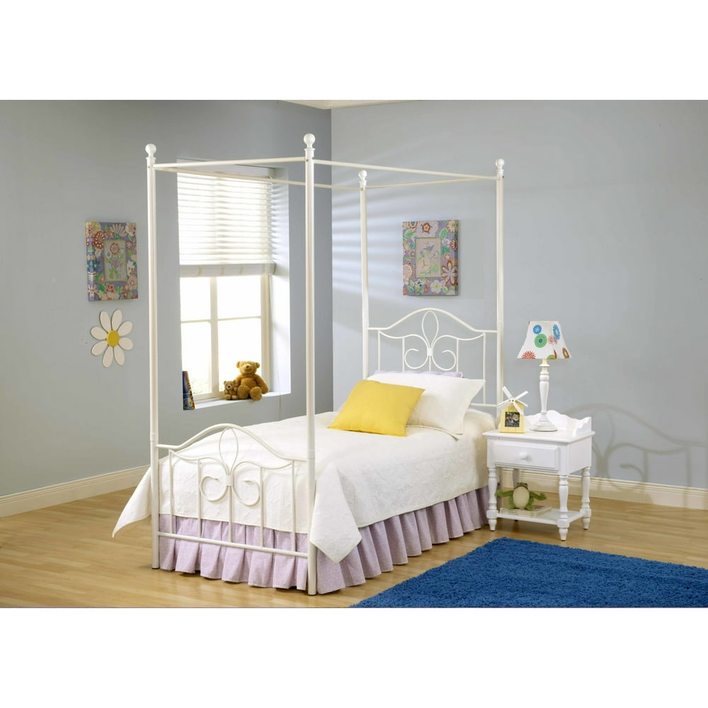Hillsdale Westfield Soft White Metal Canopy Twin Bed