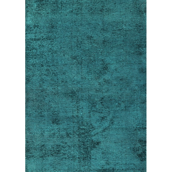Ahgly Company Machine Washable Indoor Rectangle Oriental Turquoise Blue Industrial Area Rugs, 6' x 9'
