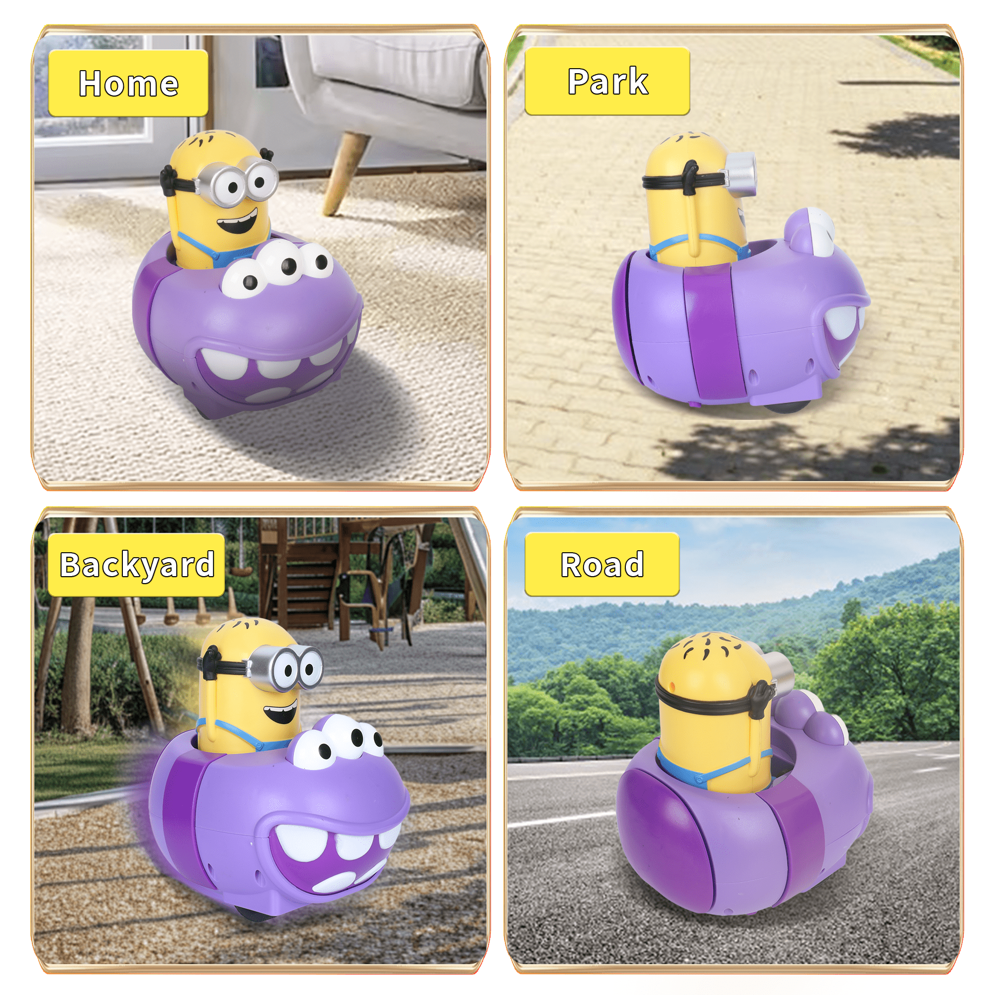 YOLOPARK Minions Remote Control Car,Despicable Me RC Phil Bumper Cars with Light & Sound Effect, Christmas Birthday Gifts for Ages 3+ Year Old