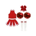 thumbnail image 4 of YiZYiF Girls Cheerleading Costume Outfit Set Sleeveless Top with Pleated Skirt for Stage Performance A Red 8, 4 of 5