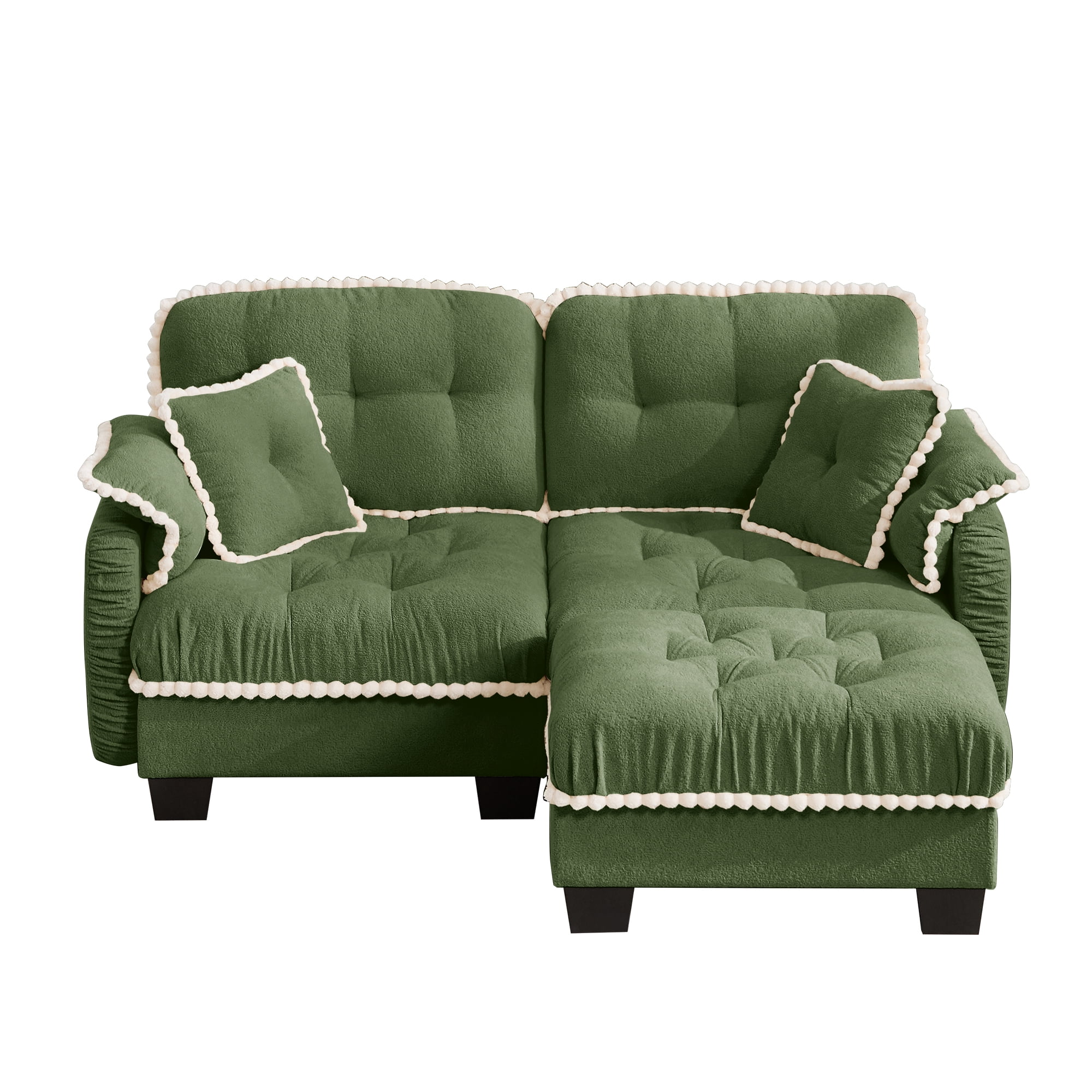 Aenkyo 70" Chenille Modular L-Shaped Sectional Sofa with Movable Ottoman, 23.8" Deep Seat, Green