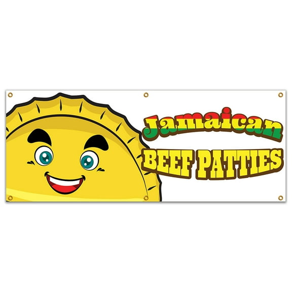 SignMission B-72 Jamaican Beef Patties19 72 in. Jamaican Beef Patties Banner with Concession Stand Food Truck Single Sided