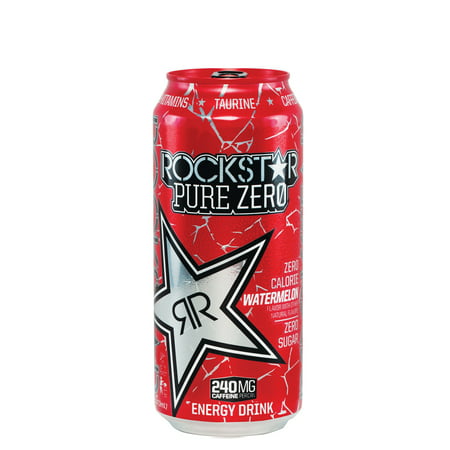 (24 Cans) Rockstar Pure Zero Energy Drink, Watermelon, 16 oz