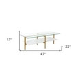 thumbnail image 4 of HomeRoots 47" White And Gold Glass And Steel Coffee Table With Shelf, 4 of 9