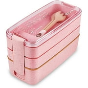 Bento Box Insulated Lunch Box Leak proof Food Storage Box for Students Office Worker,Pink