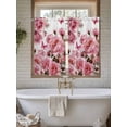 thumbnail image 4 of Pink Roses Bathroom Window Curtain, Spring Floral Elegant Pastoral Butterfly Light Filtering Coffee Kitchen Curtains, Bedroom Living Room Curtains 2 Panel 84"x54", 4 of 6