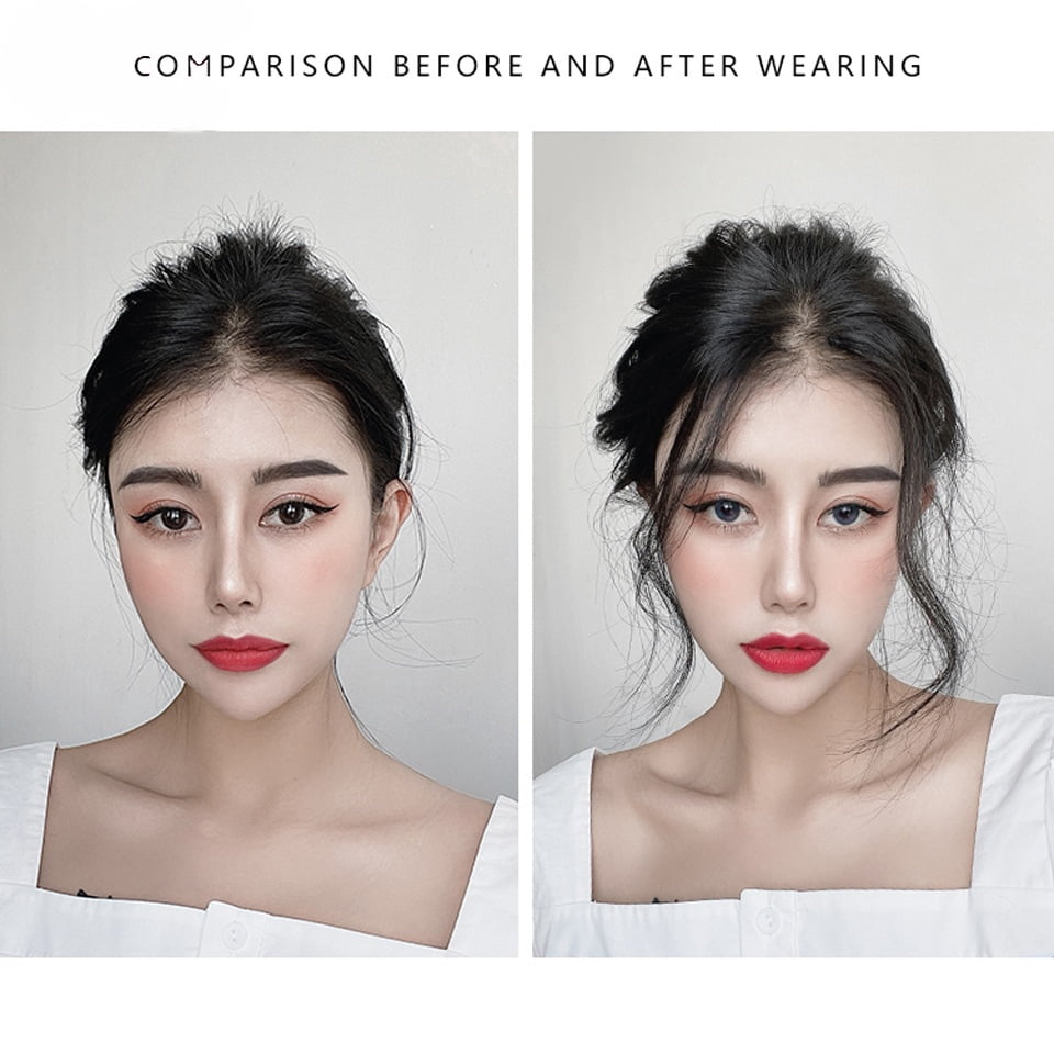 Natural curly side air bangs clip 30-35 cm women's fake bangs hair extension accessories 2-pack