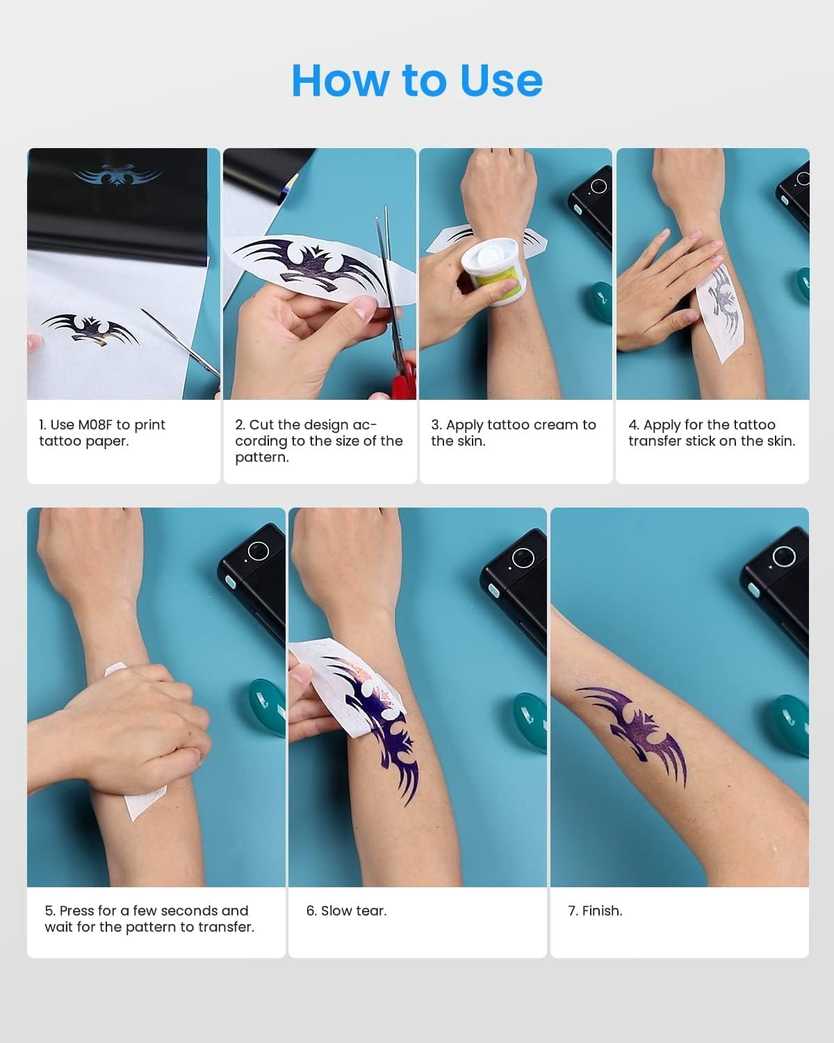 150 Sheets Tattoo Transfer Paper, Compatible with Itari M08F/TP81/TP83/A886/TP88 Printer & Tattoo Supplies, A4 Size Stencil Paper for Tattooing