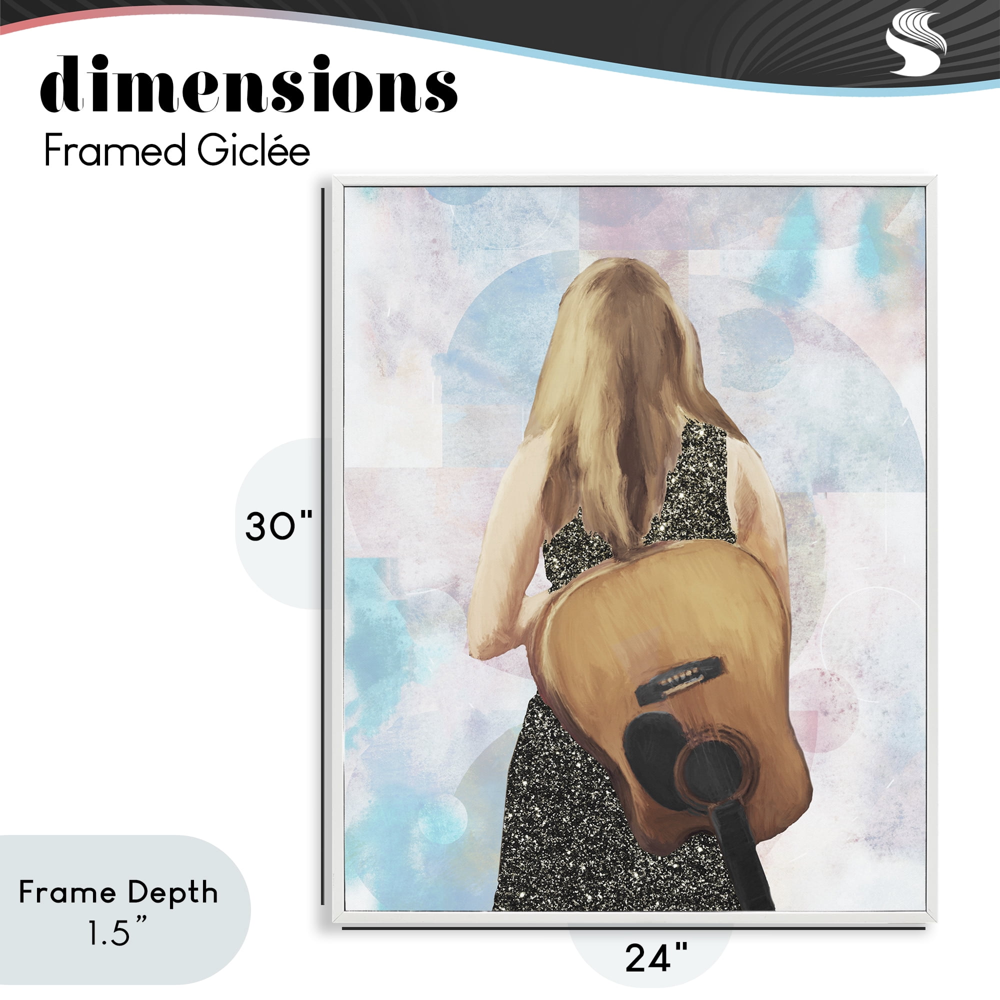 Stupell Industries Dreaming With My Guitar White Framed Giclee Art, design by Dan Meneely