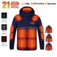 thumbnail image 3 of Nueva chaqueta calefactable 21, abrigo de moda para hombre y mujer, ropa con calefacción eléctrica inteligente, ropa térmica abrigada, chaqueta de caza calefactable para invierno, 3 of 5