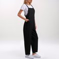 thumbnail image 4 of Combinaison Décontractée Confortable pour Femme, Couleur Unie, avec Poches, Printemps Été, Combinaison Boutonnée Décontractée, Combinaison pour Femme, Noir, P, 4 of 6