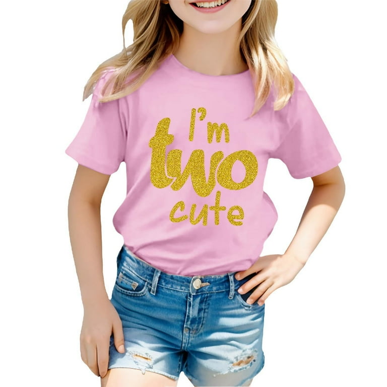 KAOOCXU Toddler Girls T-shirts Im Two Cute Shirt Girl 2 Years Old
