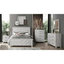 Pemberly Row Queen 5PC Modern Bedroom Set Made with Wood in Gray