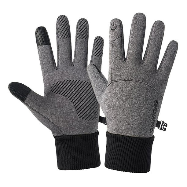 Guantes de ciclismo de dedos completos, guantes de invierno para hombre y mujer, guantes térmicos antideslizantes. Gris L