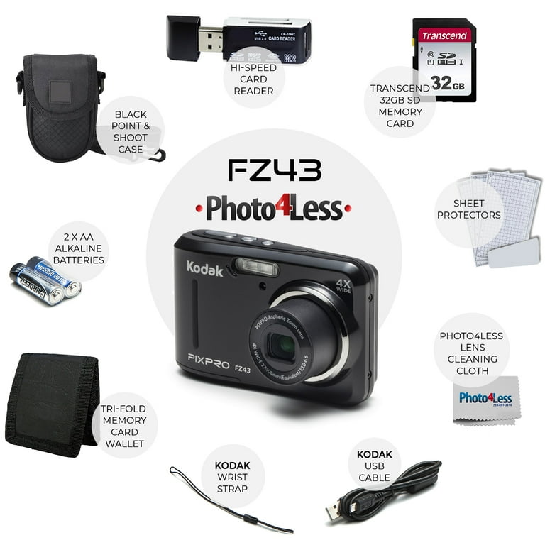 Kodak PIXPRO FZ43 16MP Digital Camera (Black) + Accessories