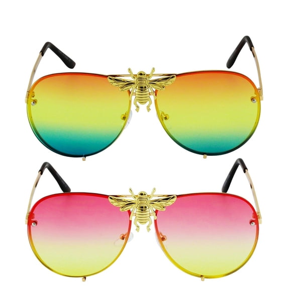 Big Bee Pilot Oversize Metal Frame Gradient Sunglasses