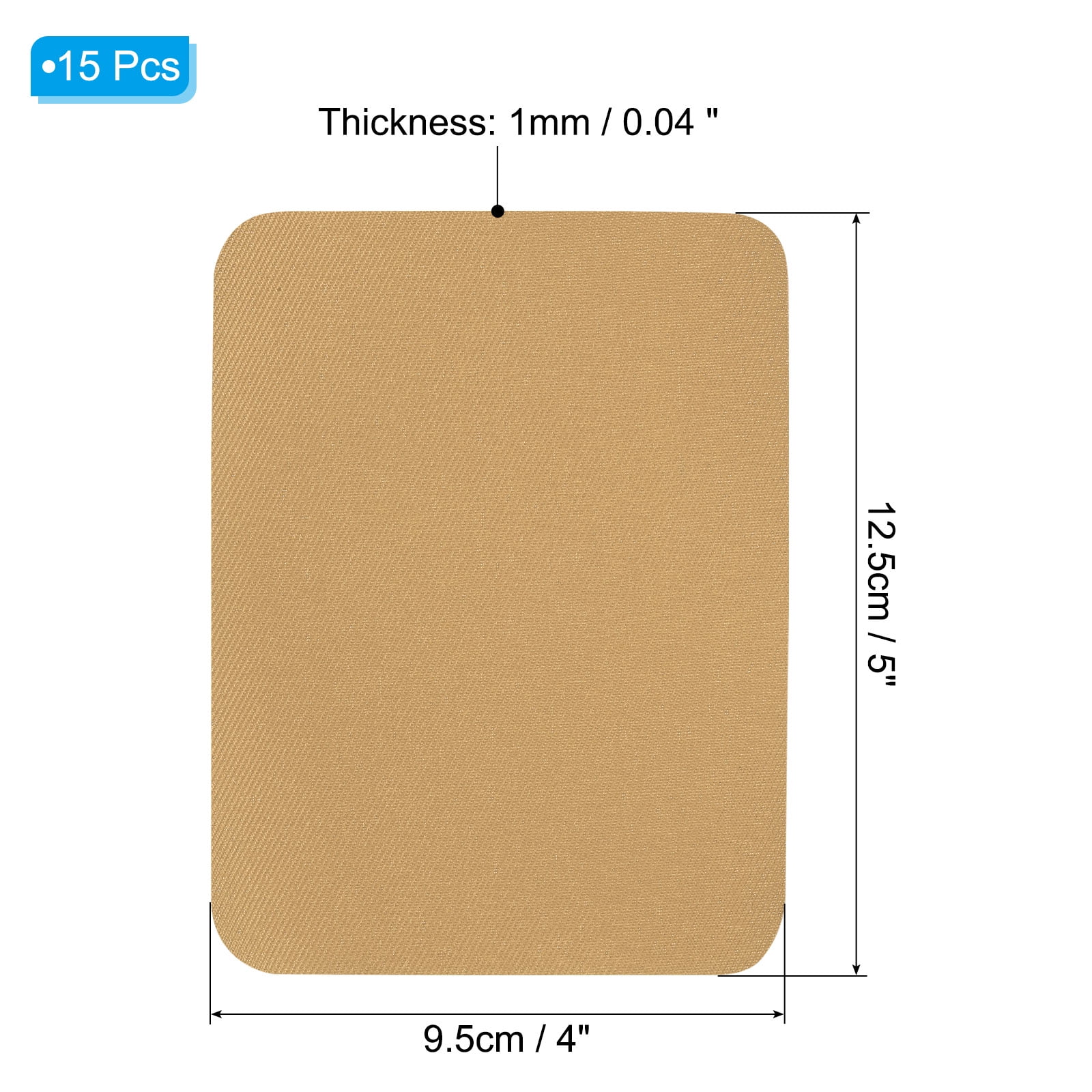Uxcell 15Pcs Fabric Iron-on Patches 5x4 inch 100% Cotton Repair Patches Kit for Clothing Pants Tan