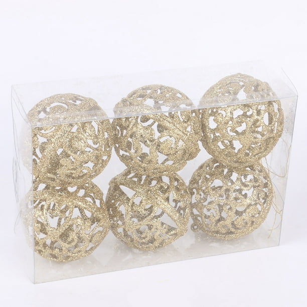 Xihbxyly Bolas de Navidad para Árbol, Adornos Colgantes con Purpurina, Bolas Decorativas de Plástico, Decoración Festiva para Fiestas, Elegantes para Oficinas y Hoteles, Juego de 6 Piezas, 60 Mm