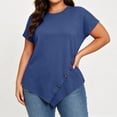 thumbnail image 5 of Yourumao Women's Plus Size Tops Asymmetrical Hem Short Sleeve Tunics with Button V Neck Loose Casual Blouses for Summer Outdoor, 5 of 6