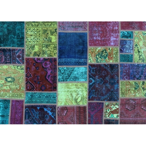 Ahgly Company Indoor Rectangle Patchwork Light Blue Transitional Area Rugs, 2' x 5'