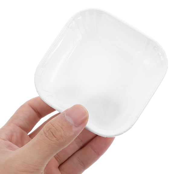 Masteelf  50 Pcs Cupcake Plate Paper Cups with Lids Snack Square White