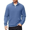 thumbnail image 2 of Zimjoy Mens Quarter Zip Pullover Long Sleeve Collared 1/4 Zip Pullover Mens Casual Henley Shirts for Men Pocket Sweatshirt Lightweight Fall Clothes, Blue 2XL, 2 of 6