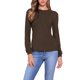 thumbnail image 1 of INSPIRE CHIC Camisetas de manga larga para mujeres Otoño Invierno con cuello redondo ajustadas y plisadas Tallas S Marrón oscuro, 1 of 6
