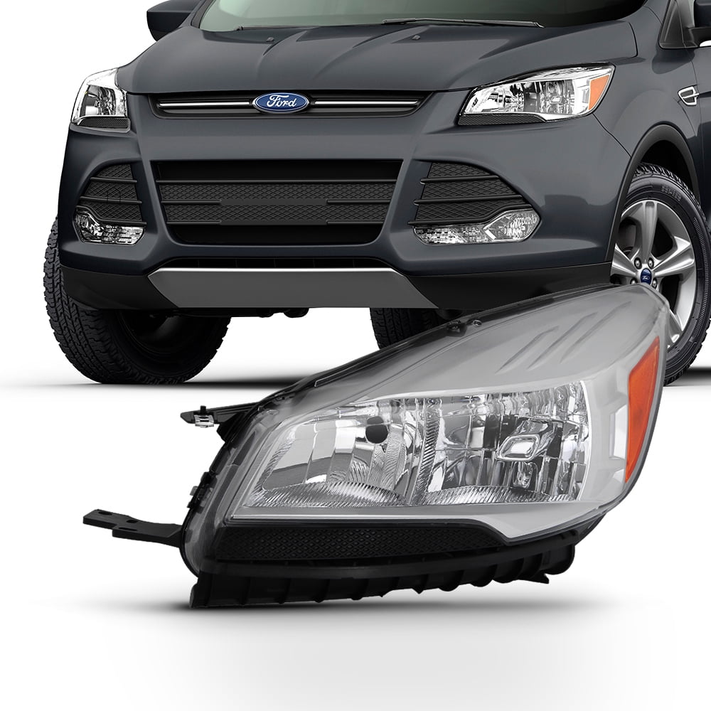 For 2013-2016 Ford Escape SUV Halogen Black Headlight Side Amber Left+Right Pair