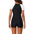 thumbnail image 3 of INSPIRE CHIC Women's Short Sleeve Zipper Monokini Sets 1 Piece Color Block Sporty Swimwear Bathing Suits Large White, 3 of 5