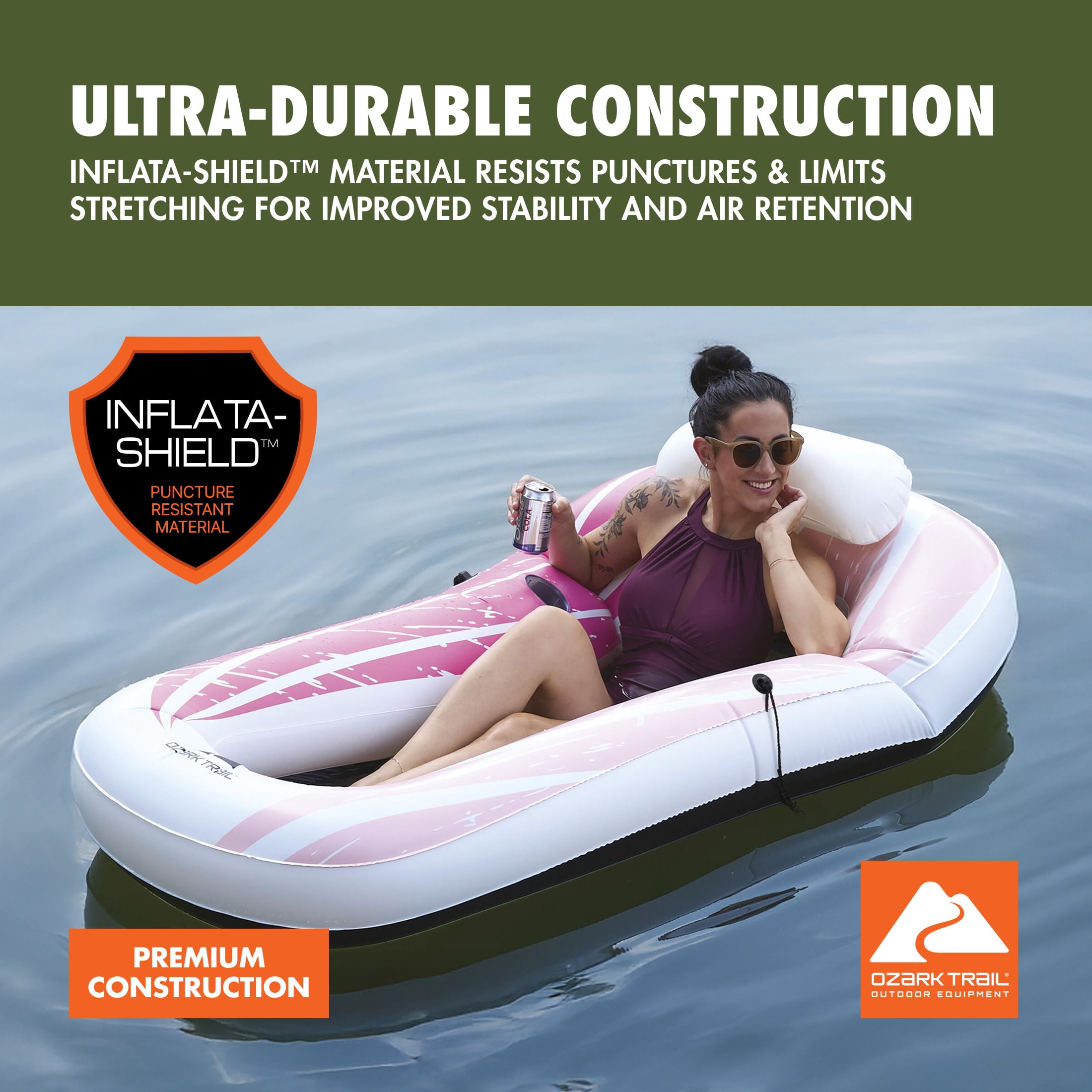 Ozark Trail Sol Venture Pink Mesh Pool and River Single Lounge