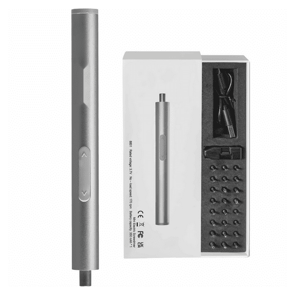 Mini Electric Screwdriver, 4V Cordless Precision Screwdriver Set with 24 S2-steel Bits, 350mAh Manual & Electric Torque, Type-C Rechargeable Portable Magnetic Repair Tool Kit with LED Lights