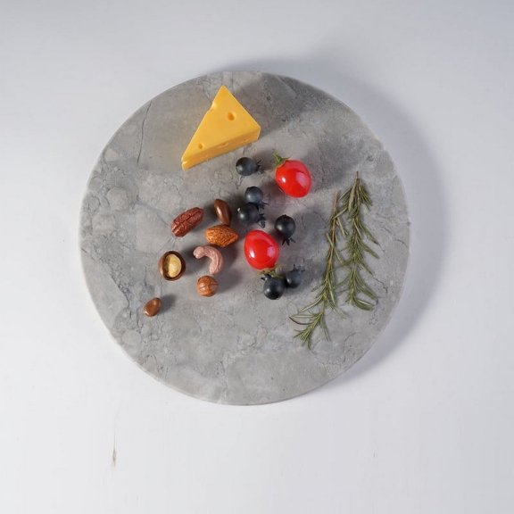 Koville Luxury Marble Granite Cutting Board for Kitchen,Round, 11*11in, super white