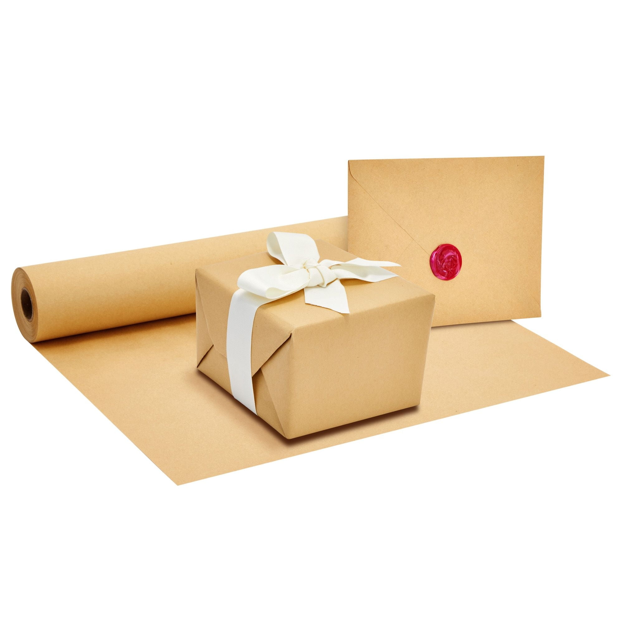 Popular in many fields, kraft paper twisted into a roll, kraft paper for  packing parcels, gifts, food, top view Stock Photo