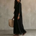 thumbnail image 3 of Women Boho Lace V Neck Flowy Maxi Dress, Bell Sleeve Loose Tiered Long Beach Cover Up Dress, Casual Summer Vacation Holiday Sundress for Travel,Black,2XL, 3 of 6