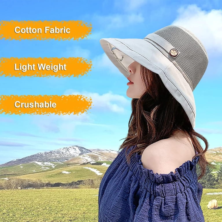 Women Wide Brim Sun Hats Metal Wired Edge Summer UV 