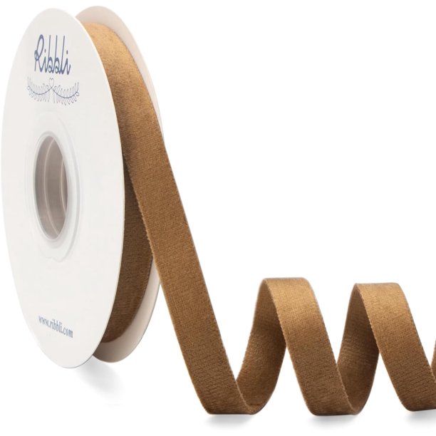 Ribbli Cinta de terciopelo marrón de doble cara, carrete de 3/8 pulgadas, 10 yardas, cinta de terciopelo caqui, uso para adornos de árbol de Navidad, envoltura de regalos, decoración de coronas, bouto
