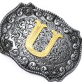 thumbnail image 3 of Western Cowboy Golden Letter a- Hebilla de Cinturón Accesorio SM SunniMix Los hombres hebilla de cinturón, 3 of 8