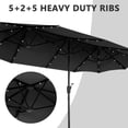 thumbnail image 3 of Ainfox 13ft Large Patio Umbrella with Solar Lights, Outdoor Double-Sided Rectangle Market Heavy Duty Umbrellas without Base,Black, 3 of 8