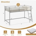thumbnail image 2 of Matladin Low Loft Bed Twin Size, Metal Kids Loft Bed Frame with 15” High Guardrail for Boys Girls, Junior, Space Saving, Mattress Not Included, 2 of 9