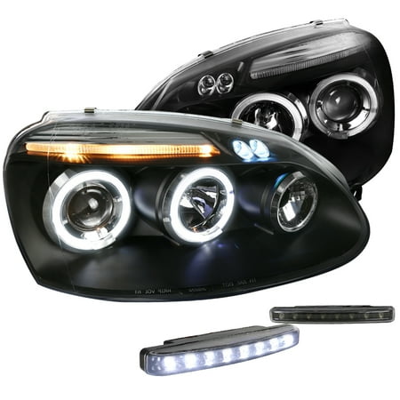 Jetta Black Projector - Spec-D Tuning Black 2006-2010 Volkwagen Jetta Halo Projector Headlight + 8-Led Bumper Fog Lights (Left + Right) 2006 2007 2008 2009 2010