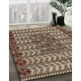 thumbnail image 3 of Ahgly Company Machine Washable Indoor Round Abstract Camel Brown Area Rugs, 5' Round, 3 of 7