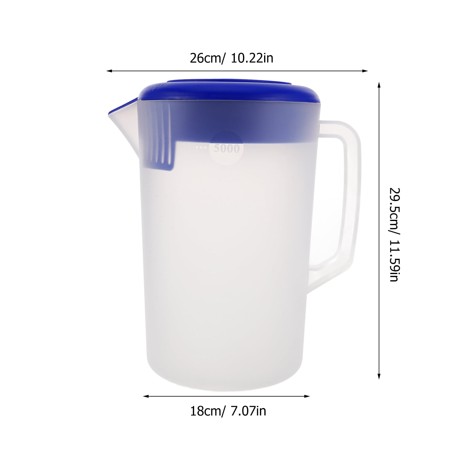 Masteelf 5L Plastic Pitcher with Lid and Handle, Water Jug for Juice, Ice Tea, Lemonade, , Cold and Hot Beverages