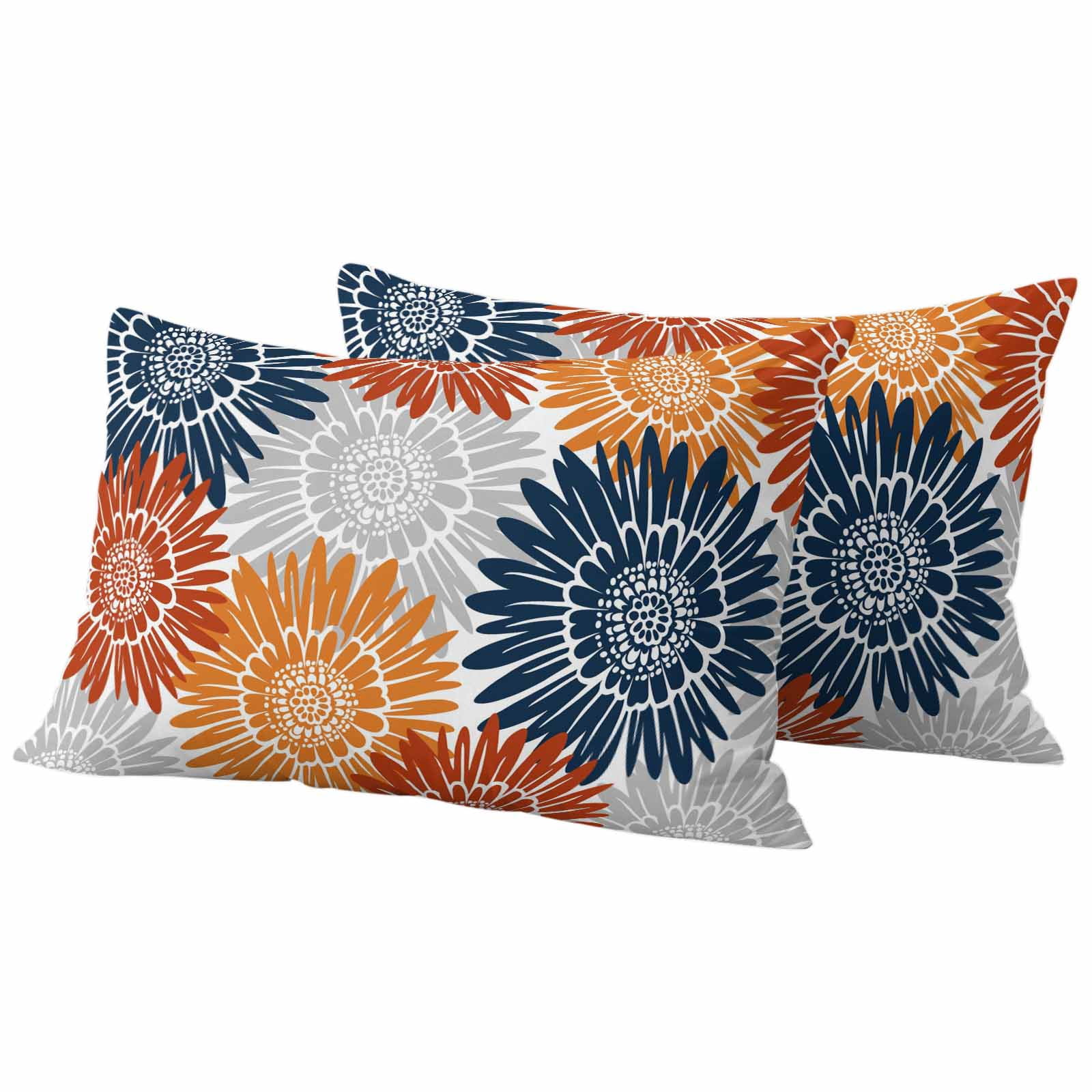 Orange Red Sunflowers Outdoor Waterproof Throw Pillow Covers 20x12 Set of 2, Boho Retro Floral Rustic Blossom Decorative Pillowcases Cushion Pillowcase for Couch Sofa Patio Outside Pillow Protector