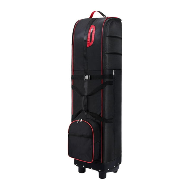 Sac de Transport pour Club de Golf, Sac de Transport Confortable avec Serrure, Pliable avec Roue, Base Robuste, Poches pour Gants, Sangle Souple Fixe, Durable, Grande Capacité pour Porte-Bagages, Rouge