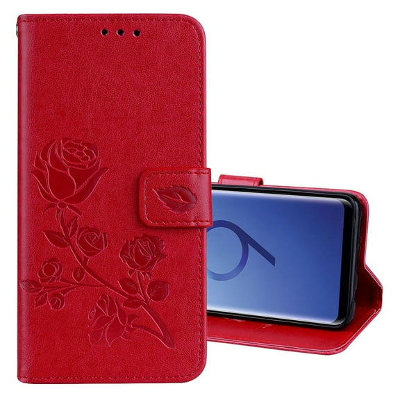 For Galaxy S9 Rose Embossed Horizontal Flip Environmental PU Leather Case with Holder & Card Slots