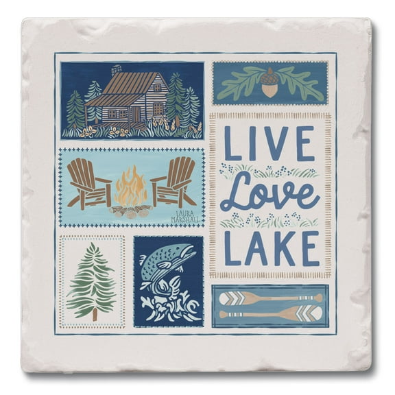 Thirstystone "Live Love Lake" Single Tumbled Tile Stone Coaster