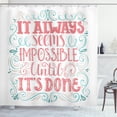 thumbnail image 1 of Ambesonne Saying Shower Curtain, Hand Drawn Swirls Curls, 69"Wx84"L, Dark Coral Pale Blue, 1 of 3