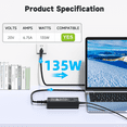 thumbnail image 2 of HFLRZZ 20V 6.75A 135W Laptop Charger Thinkpad Charger for Lenovo Thinkpad 135W AC Adapter Slim Tip 4X20E50558, Black, 2 of 6