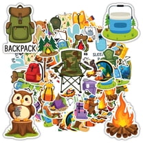 35pcs-50pcs Cute Camping Stickers Nature Animal Decals Hiking Stickers for Luggage Laptop Guitar